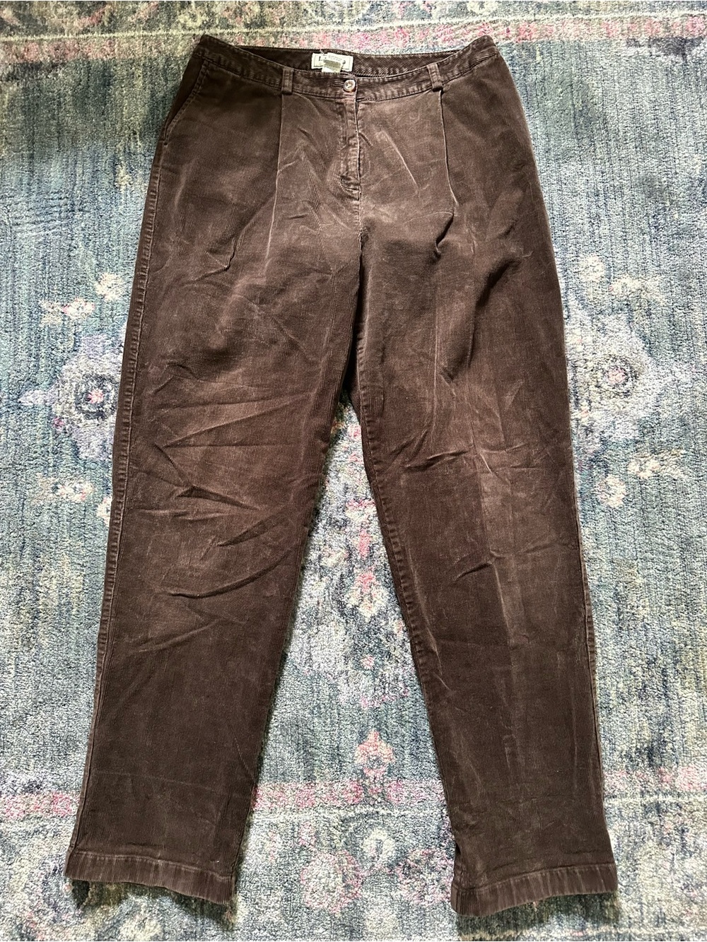 L.L. Bean Straight Leg High Waisted Corduroy Pants - Brown Women’s 14 Long Chic